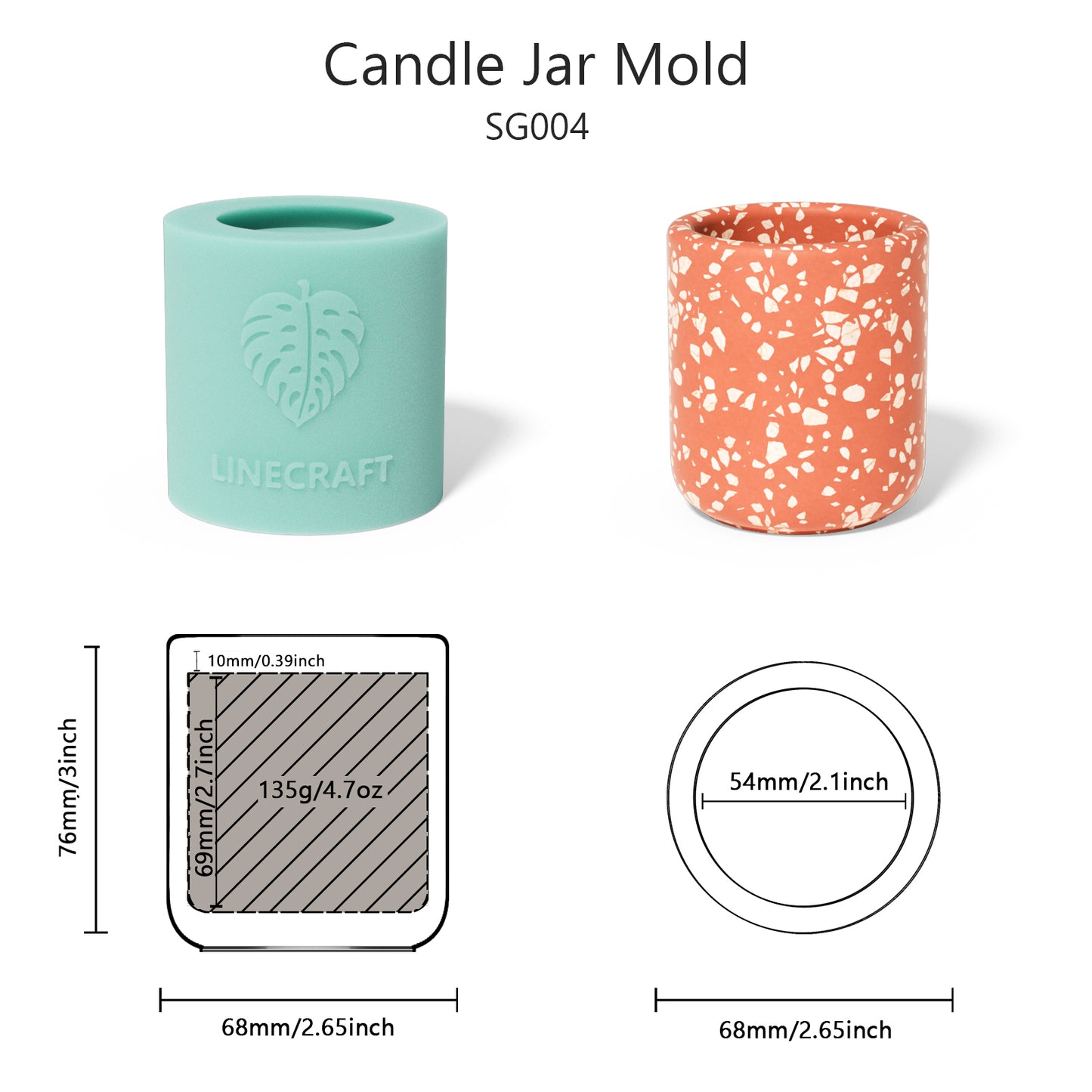 Round Ball Candle Jar Silicone Mold with Tray