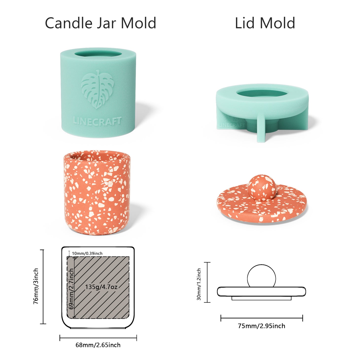 Round Ball Candle Jar  Silicone Mold