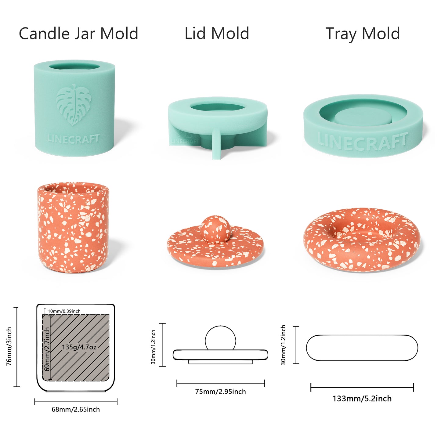 Round Ball Candle Jar Silicone Mold with Tray