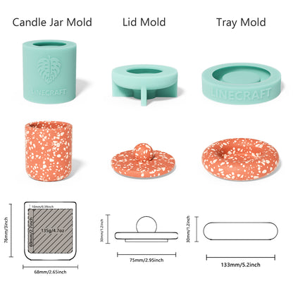 Round Ball Candle Jar Silicone Mold with Tray