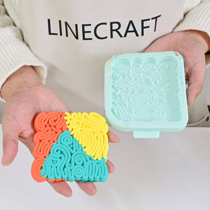 Curved Line Square Coaster Silicone Mold