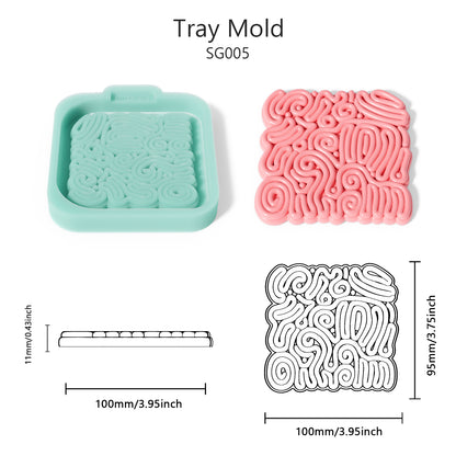 Curved Line Square Coaster Silicone Mold