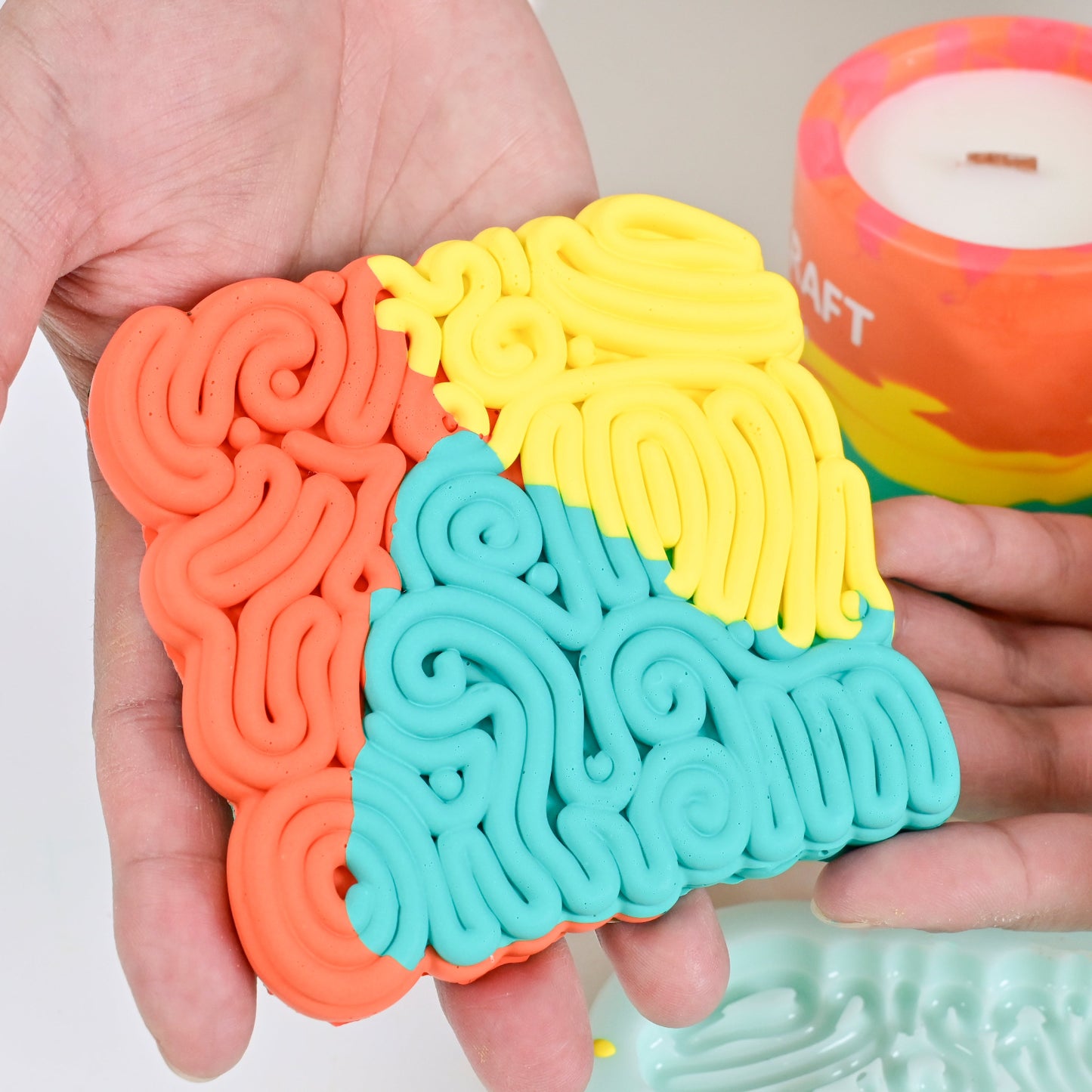 Curved Line Square Coaster Silicone Mold
