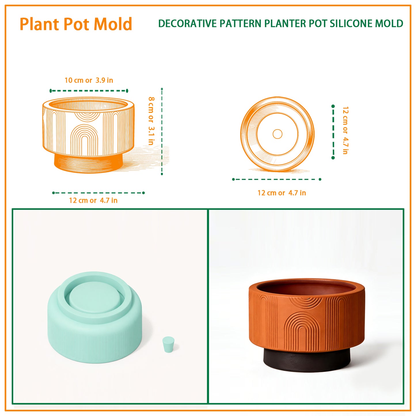 Decorative Pattern Plant Pot Silicone Mold