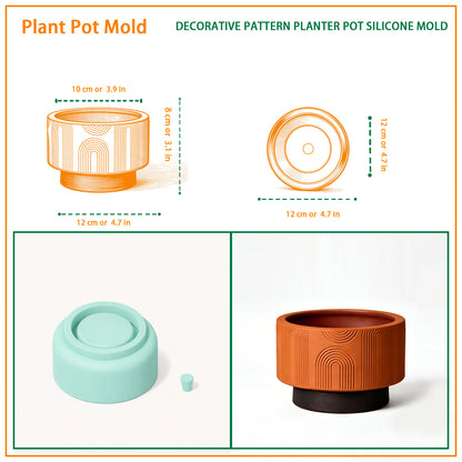 Decorative Pattern Plant Pot Silicone Mold