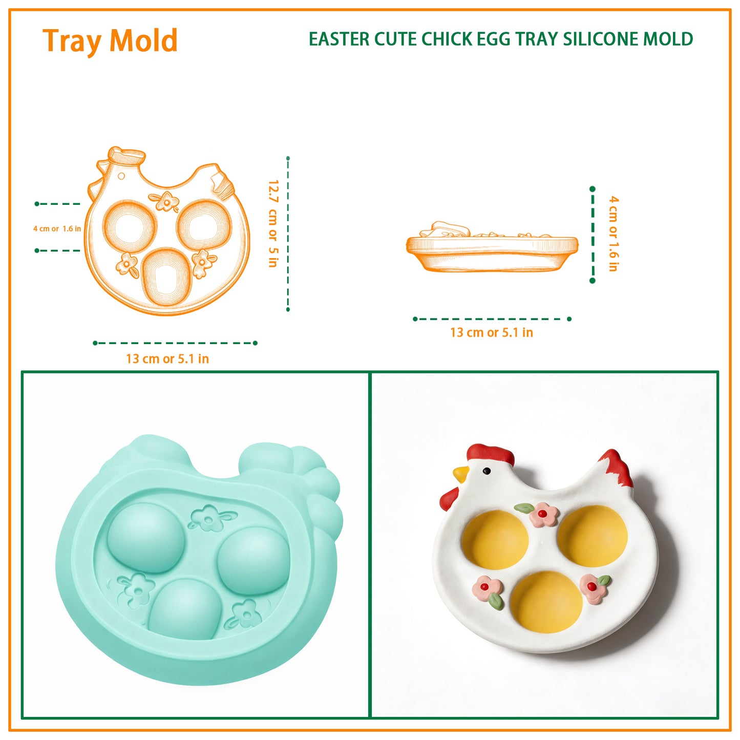 Easter Cute Chick Egg Tray Silicone Mold