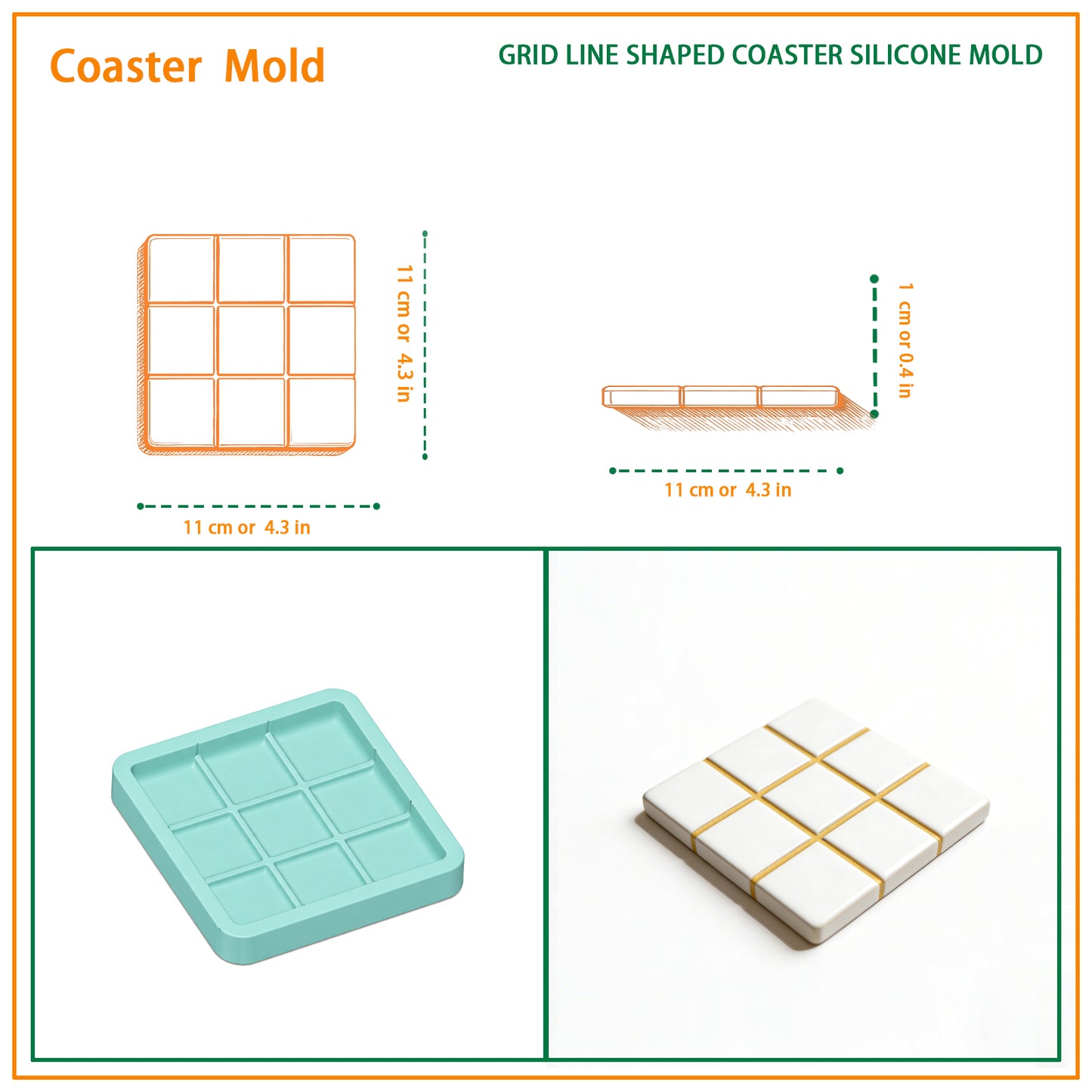 Grid Line Shape Coaster Silicone Mold