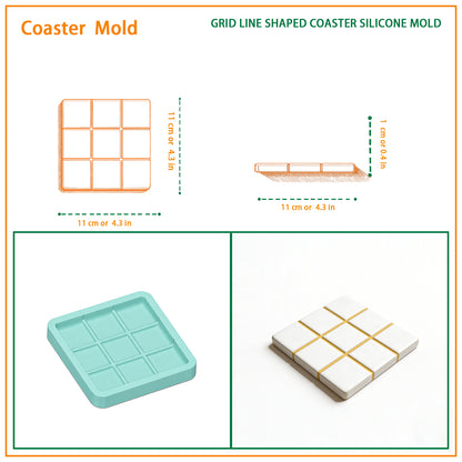 Grid Line Shape Coaster Silicone Mold