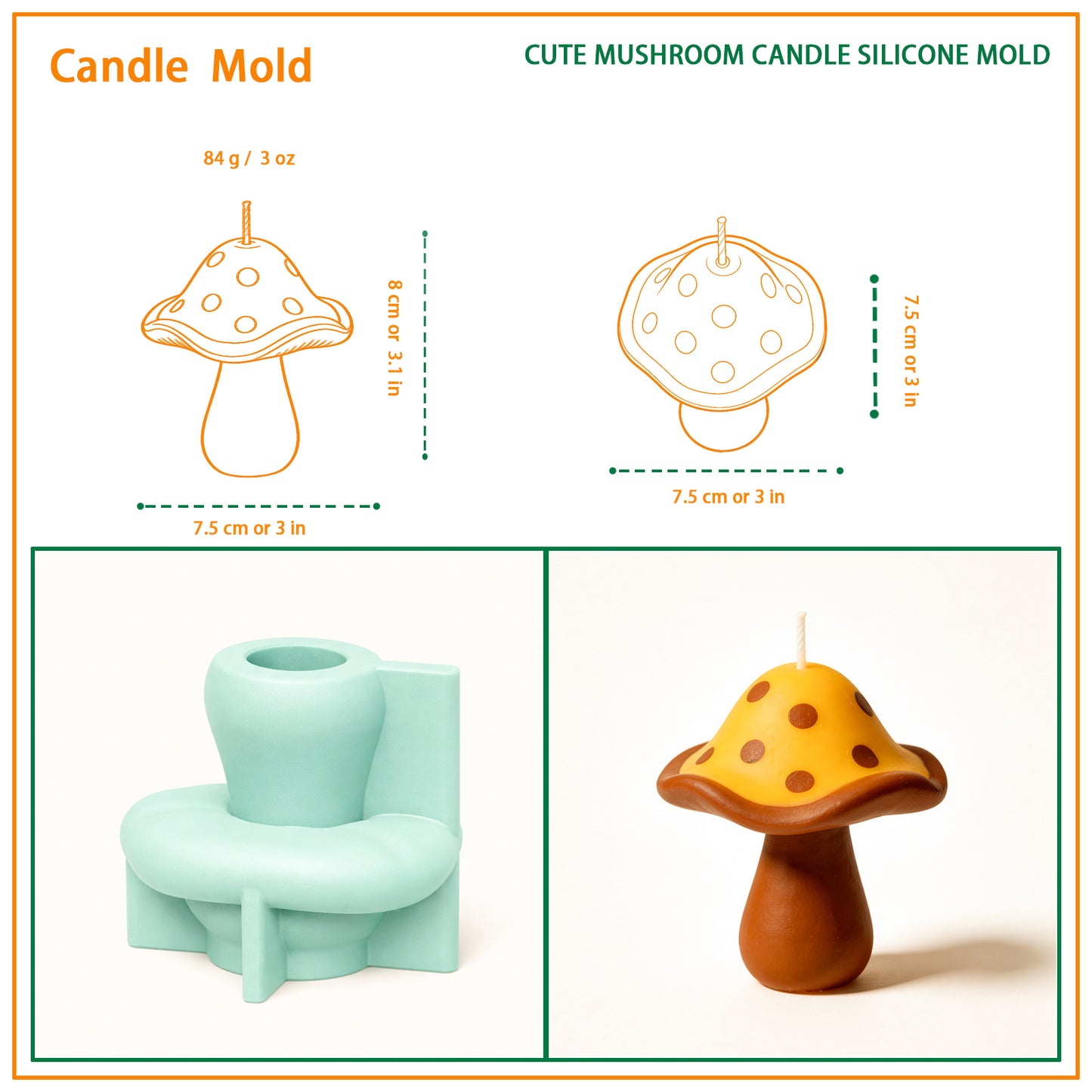 Cute Mushroom Candle Silicone Mold
