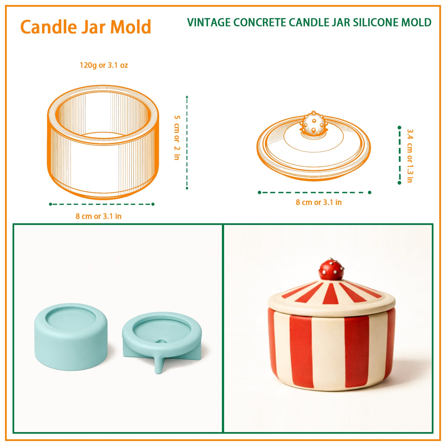 Vintage Circus Candle Jar Silicone Mold