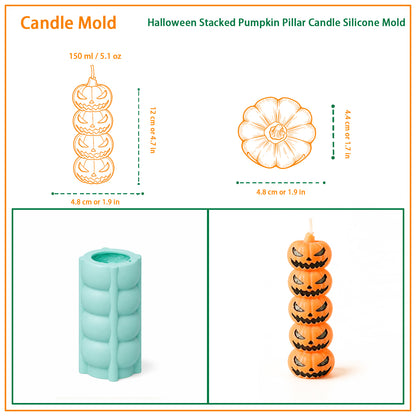 Halloween Stacked Pumpkin Pillar Candle Silicone Mold