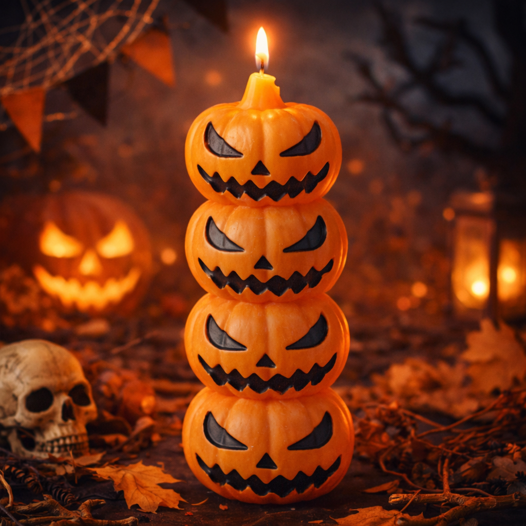 Halloween Stacked Pumpkin Pillar Candle Silicone Mold