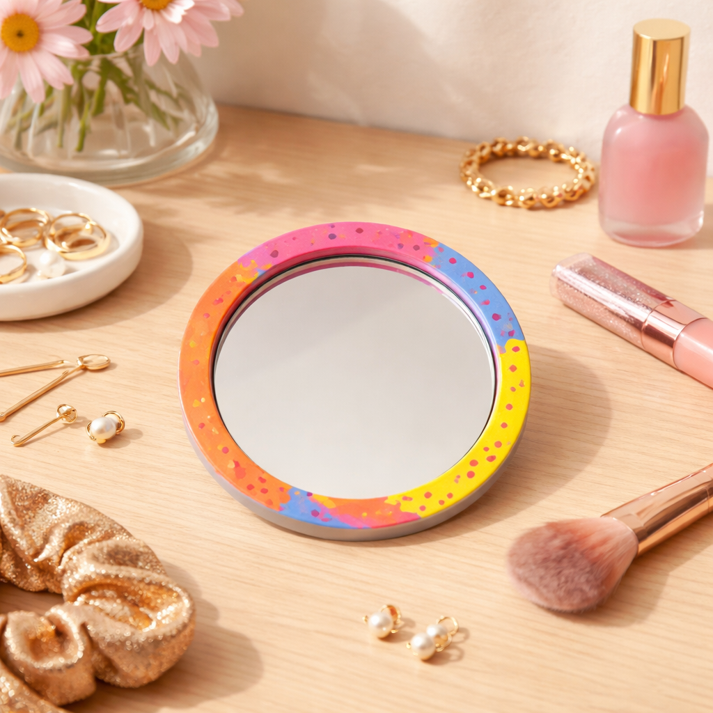 Round Handheld Mirror Mold with Class