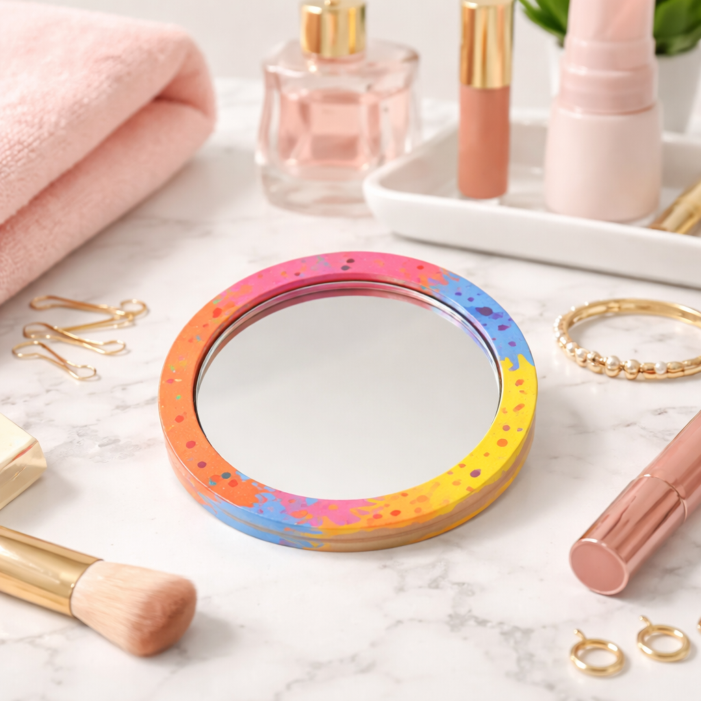 Round Handheld Mirror Mold with Class